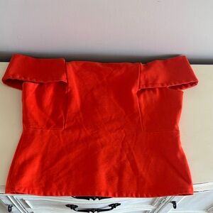Deletta • Off-Shoulder Orange Crop Peplum Top